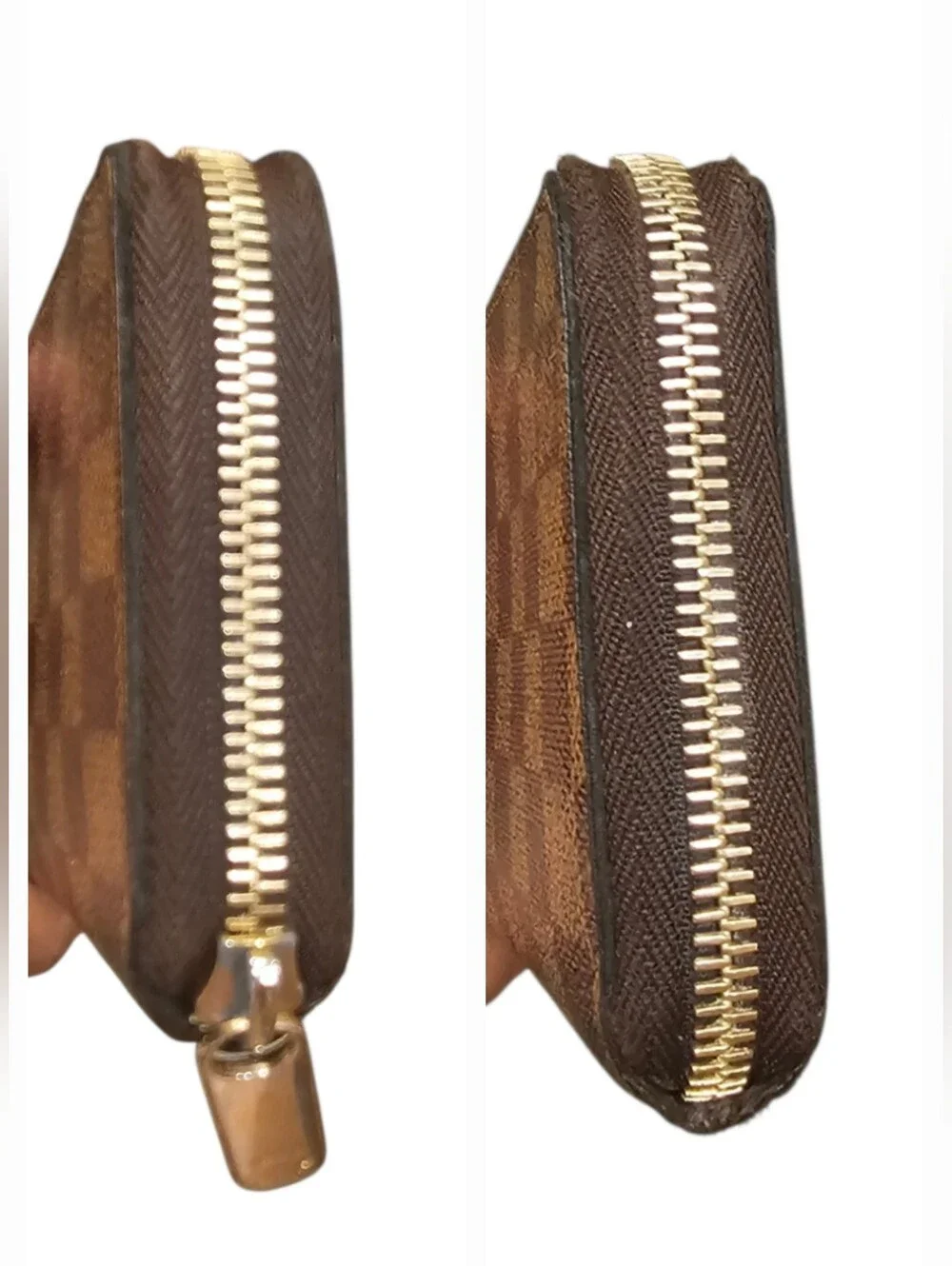 Louis Vuitton Damier Ebène Zip-Around Wallet with Gold Hardware